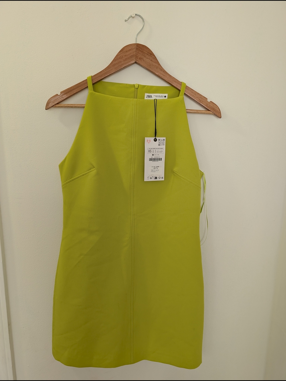 Zara Neon Lime Halter Mini Dress